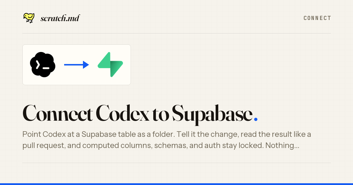 Scratch • Connect Codex to Supabase
